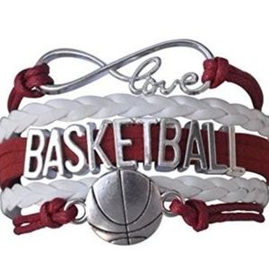 Girls Basketball Bracelet - Maroon & White